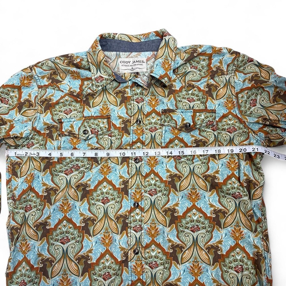 Cody James Blue Paisley Floral Pearl Snap Western Shirt Mens Size M - Picture 4 of 5